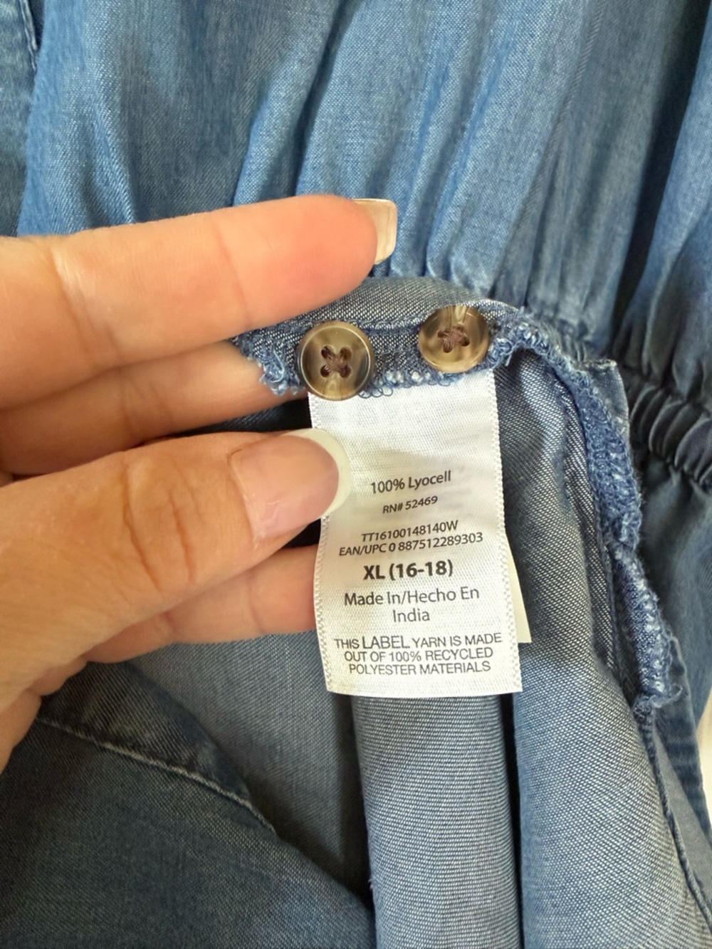 Light Blue Denim Shirt Dress with Drawstring Waist - Picture 7 of 8